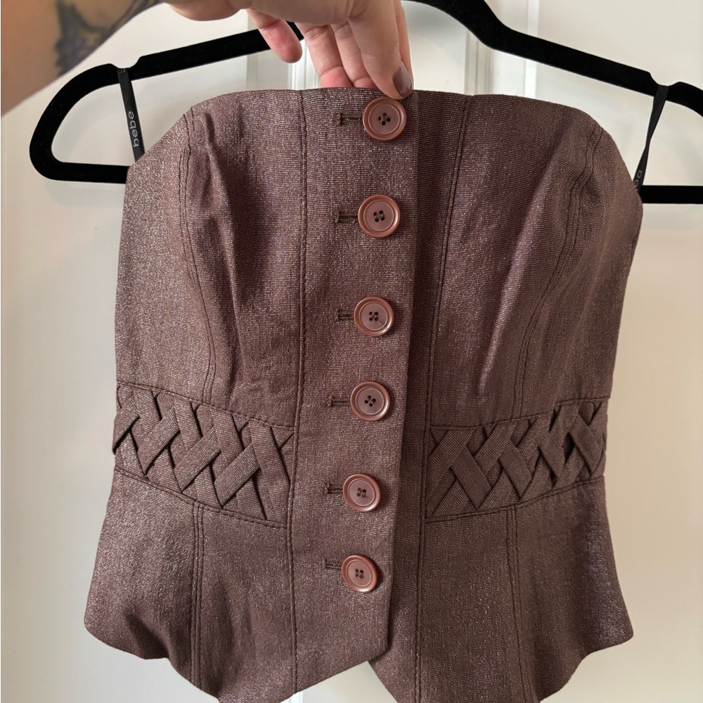 Bebe Mauve Vintage Y2K Strapless Top
